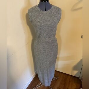 Japanese JUSGLITTY Elegant Gray Sleeveless Knit Dress